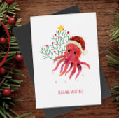 かわいいタコの海とあいさつクリスマスツリー シーズンポストカード