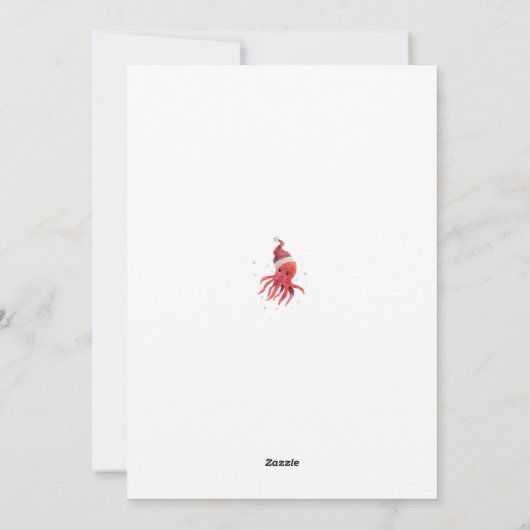 かわいいタコの海とあいさつサンタハット シーズンカード (裏面)