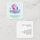 かわいいタコの海の生き物 スクエア名刺 (正面/裏面)