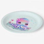 かわいいタコの海の生き物 ペーパープレート (アングル)