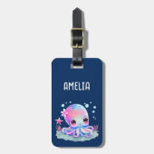 かわいいタコの海の生き物 ラゲッジタグ (正面縦)