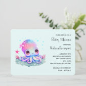 かわいいタコの海洋生物ベビーシャワー 招待状 (スタンド正面)