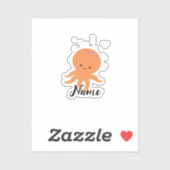 かわいいタコの漫画の名前を追加 シール (シート)
