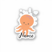 かわいいタコの漫画の名前を追加 シール (正面)