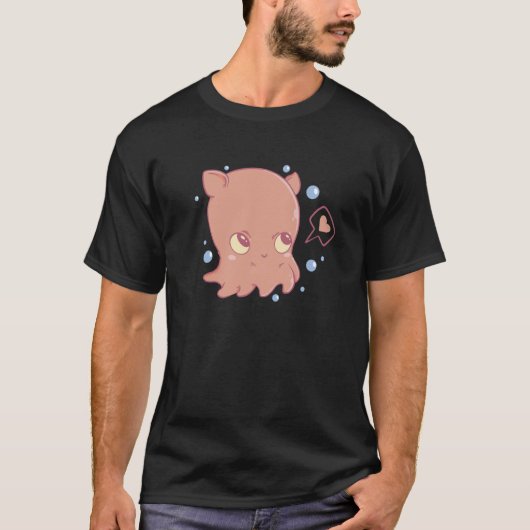 かわいいタコの漫画の水中ラブ Tシャツ (正面)