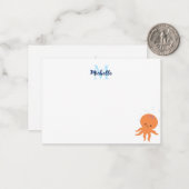 かわいいタコの漫画カスタムモノグラム ノートカード (正面/裏面インサイチュ)