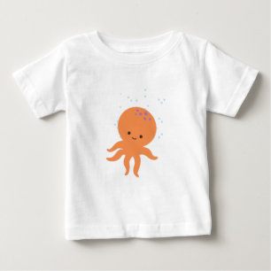 かわいいタコの漫画 ベビーTシャツ