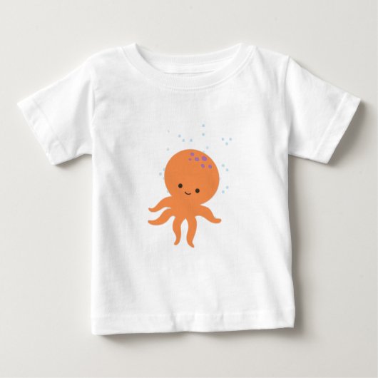 かわいいタコの漫画 ベビーTシャツ (正面)