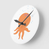かわいいタコの漫画 ラウンド壁時計 (傾斜)