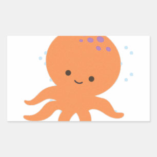 かわいいタコの漫画 長方形シール