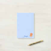 かわいいタコの漫画 青い波 オーダーメイド名前 ポストイット (デスク上)