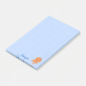 かわいいタコの漫画 青い波 オーダーメイド名前 ポストイット (アングル)