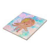 かわいいタコまんが水彩 タイル (側面)