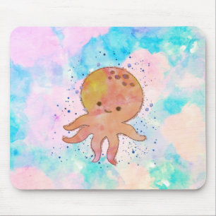 かわいいタコまんが水彩 マウスパッド