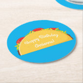 かわいいタコキッズ1st誕生日パーティーメキシコ料理 ラウンドペーパーコースター (アングル)