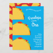 かわいいタコキッズ1st誕生日パーティーメキシコ料理 招待状 (正面/裏面)