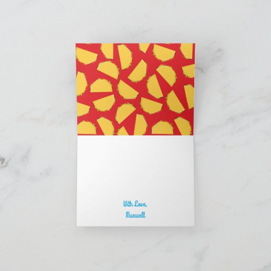 かわいいタコキッズ，1歳の誕生日パーティーメキシコ料理 カード (内部)