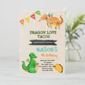 かわいいタコスのドラゴンのテーマのパーティの招待状 招待状 (スタンド正面)