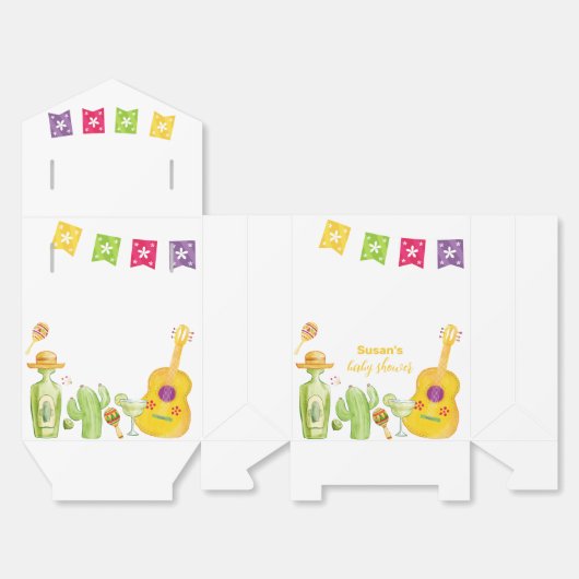 かわいいタコス'Cactusライムギターベイビーシャワー フェイバーボックス (見開き)