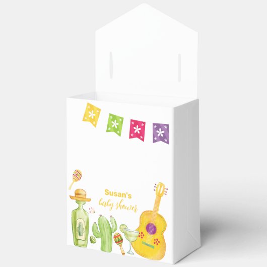 かわいいタコス'Cactusライムギターベイビーシャワー フェイバーボックス (見開き)