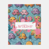 かわいいタコプリント フリースブランケット (正面)