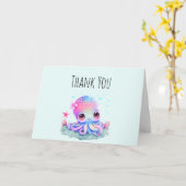 かわいいタコ海の生き物ありがとう カード (黄色い花)