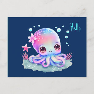 かわいいタコ海の生き物こんにちは ポストカード