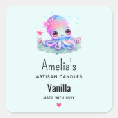 かわいいタコ海の生き物キャンドル事業 スクエアシール (正面)