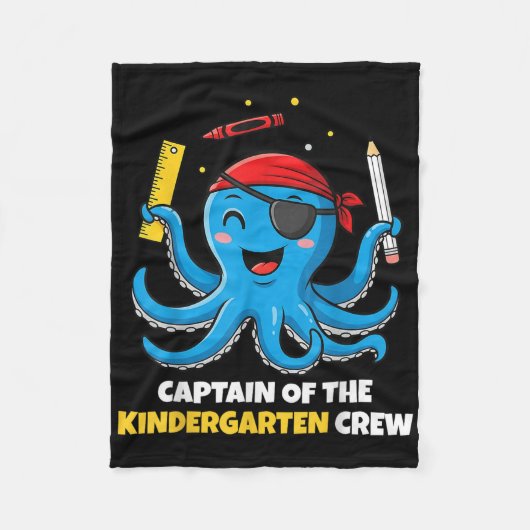 かわいいタコ海賊幼稚園の少年たち戻る フリースブランケット (正面)