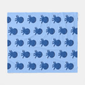 かわいいタコ漫画オールド紙プリント フリースブランケット (正面(横))