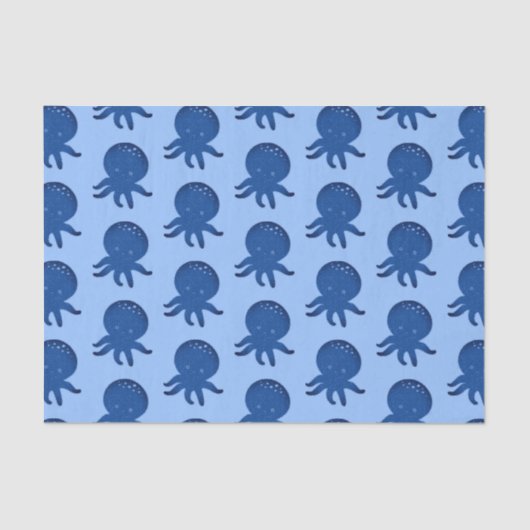 かわいいタコ漫画オールド紙プリント 薄葉紙 (正面)