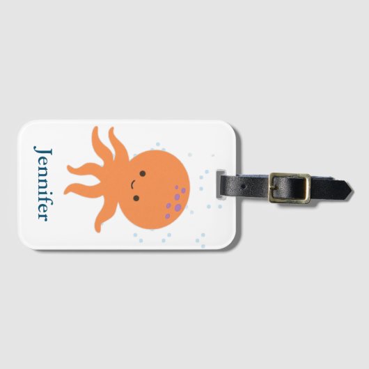 かわいいタコ漫画名前をカスタムする ラゲッジタグ (正面横)