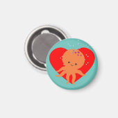 かわいいタコ漫画赤いハート マグネット (正面/裏面)