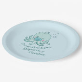 かわいいタコ赤ちゃんシャワーかわいいブルーボーイ ペーパープレート (アングル)