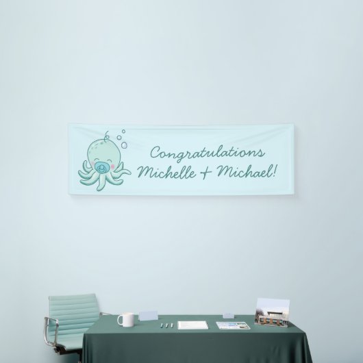 かわいいタコ赤ちゃんシャワーかわいいブルーボーイ 横断幕 (トレードショー)