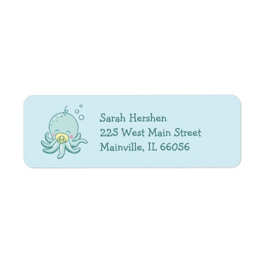 かわいいタコ赤ちゃんシャワーかわいい ラベル (正面)