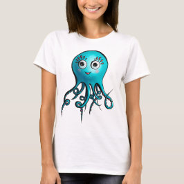 かわいいタコ青まんが海獣 Tシャツ