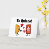 かわいいタコ＆ホットソース - 愛してる！ カード (黄色い花)