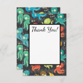 かわいいタコ マルチカラー 子供服＆インテリア サンキューカード (正面/裏面)