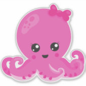 かわいいタコ、小さなタコ、ベビータコ、ハート シール (正面)