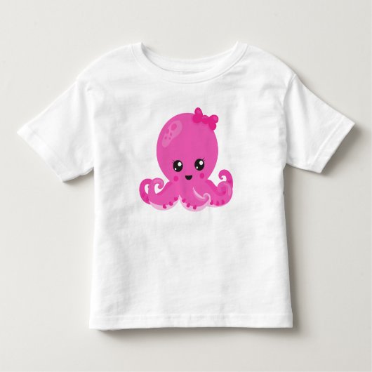 かわいいタコ、小さなタコ、ベビータコ、ハート トドラーTシャツ (正面)