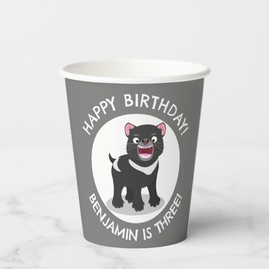 かわいいタスマニアデビル 誕生日 カスタムアニメ 紙コップ (裏面)