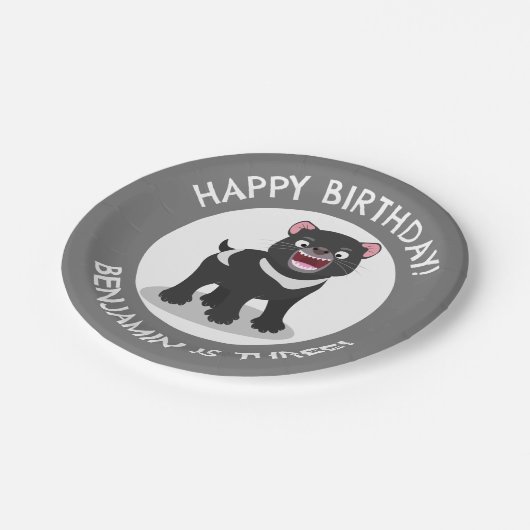 かわいいタスマニアパーソナライズされたの悪魔の誕生日 ペーパープレート (アングル)