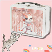 かわいいタップ踊りタビーキャットカスタムモノグラム メタルランチボックス