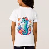 🐚 かわいいタツノオトシゴのギフト ビーチと海の生き物が好きな子供たちへ Tシャツ (裏面)