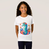 🐚 かわいいタツノオトシゴのギフト ビーチと海の生き物が好きな子供たちへ Tシャツ (正面フル)
