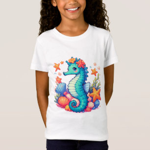 🐚 かわいいタツノオトシゴのギフト　ビーチと海の生き物が好きな子供たちへ Tシャツ