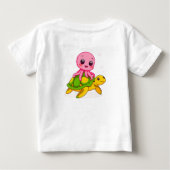 かわいいタツノオトシゴのタートルライド ベビーTシャツ (裏面)