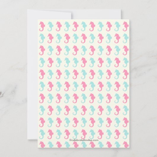 かわいいタツノオトシゴの女の子の男の子の多数のベビーシャワー 招待状 (裏面)