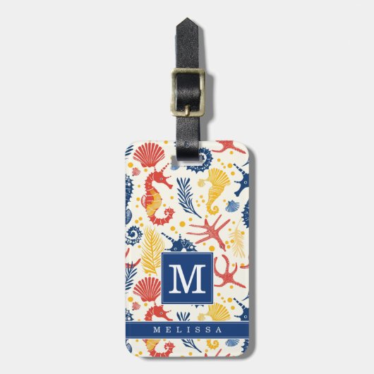 かわいいタツノオトシゴの荷物タグ ラゲッジタグ (正面縦)
